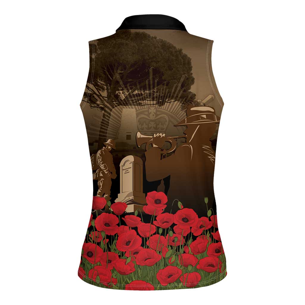 Australia - New Zealand ANZAC Lone Pine Women Sleeveless Polo Shirt The Last Post