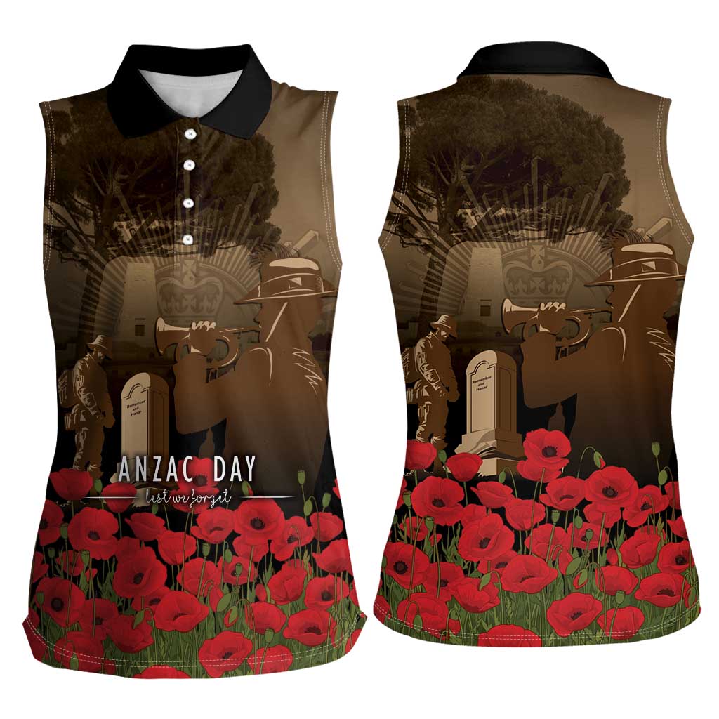Australia - New Zealand ANZAC Lone Pine Women Sleeveless Polo Shirt The Last Post