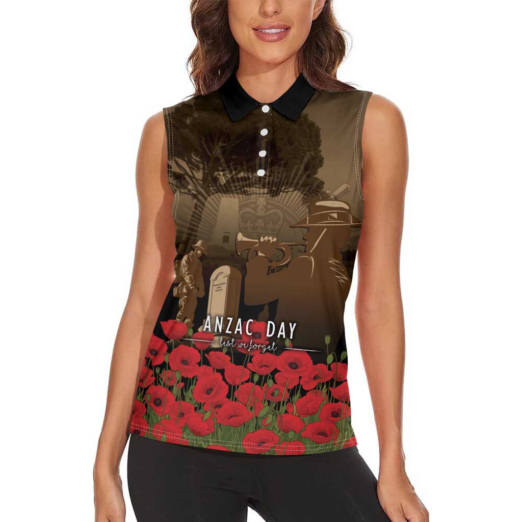 Australia - New Zealand ANZAC Lone Pine Women Sleeveless Polo Shirt The Last Post
