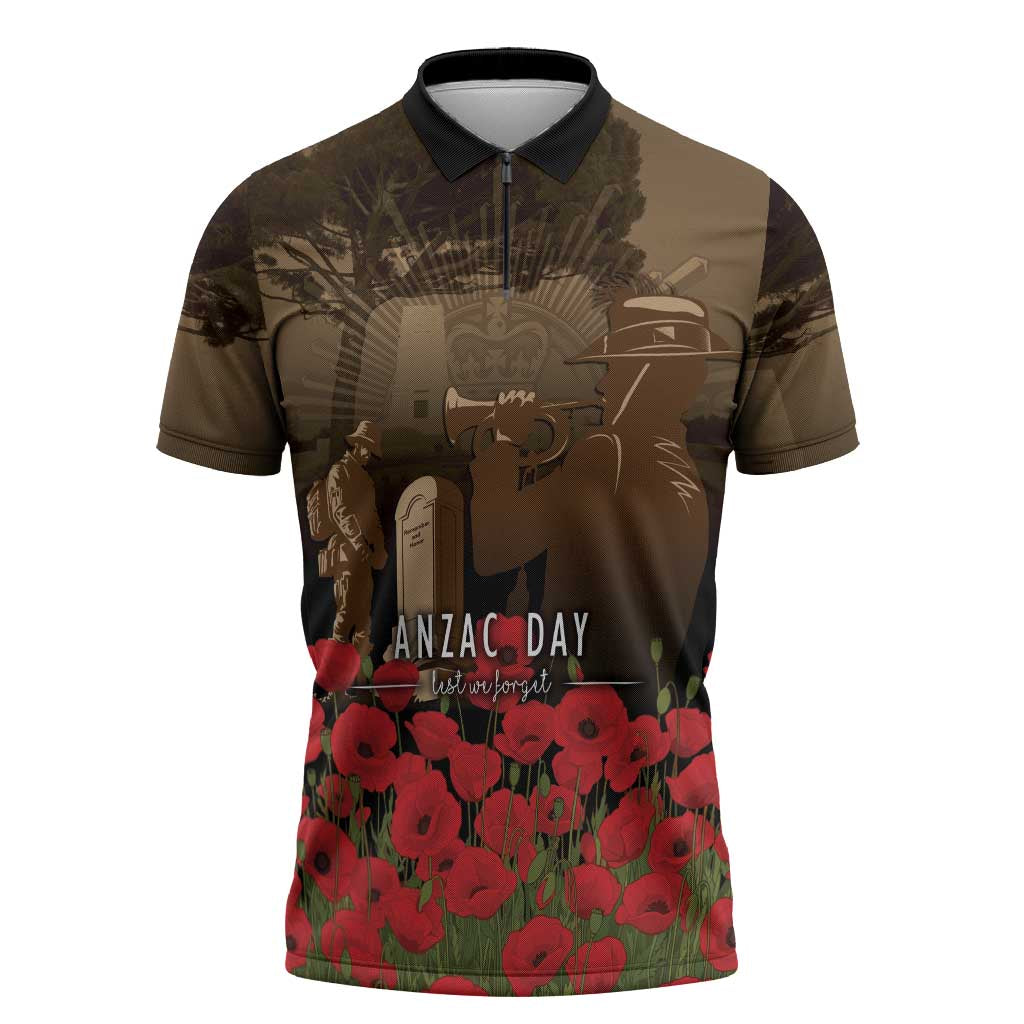 Australia - New Zealand ANZAC Lone Pine Zipper Polo Shirt The Last Post