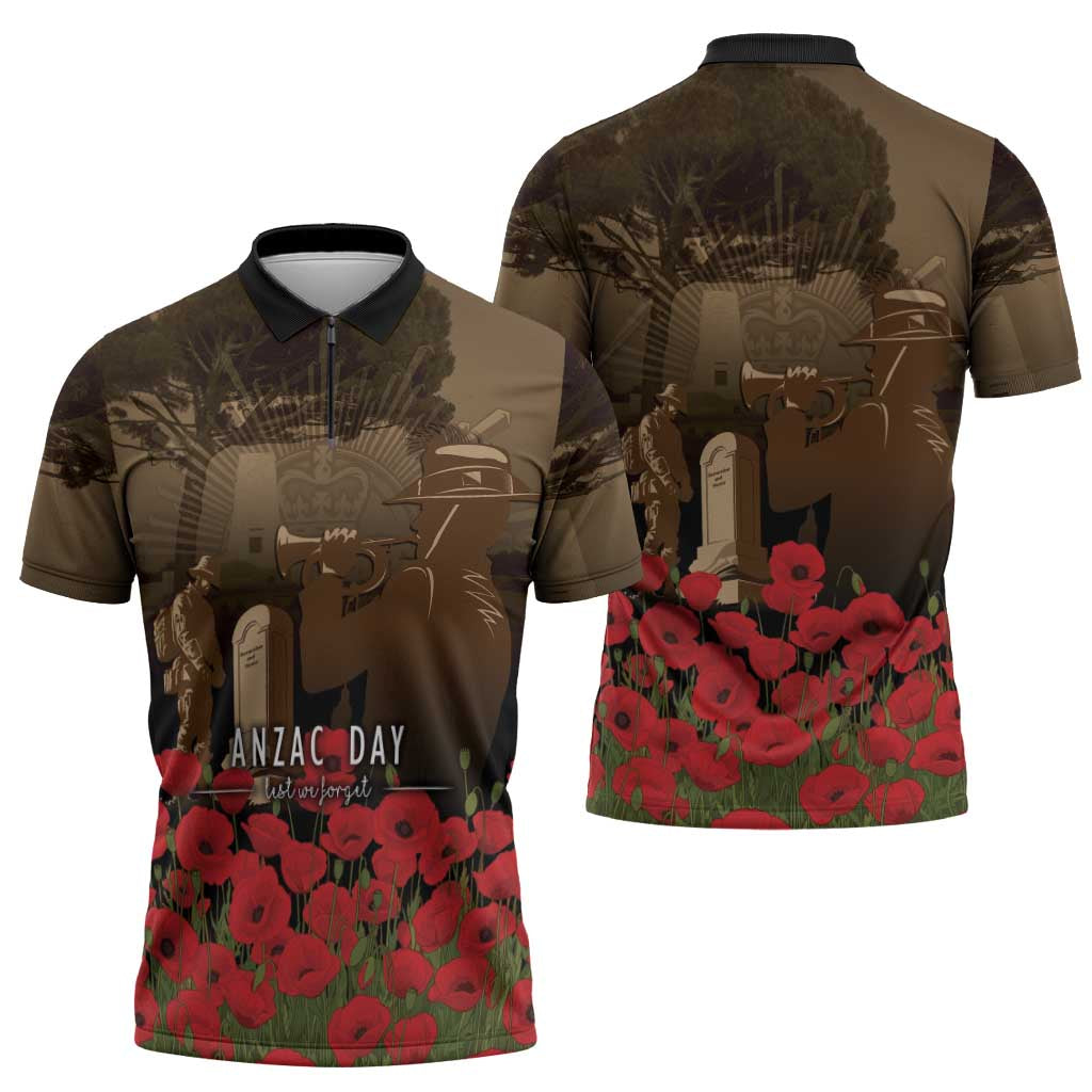 Australia - New Zealand ANZAC Lone Pine Zipper Polo Shirt The Last Post