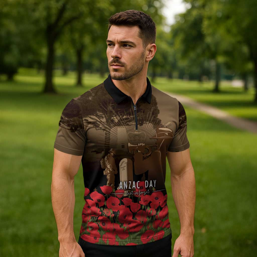 Australia - New Zealand ANZAC Lone Pine Zipper Polo Shirt The Last Post