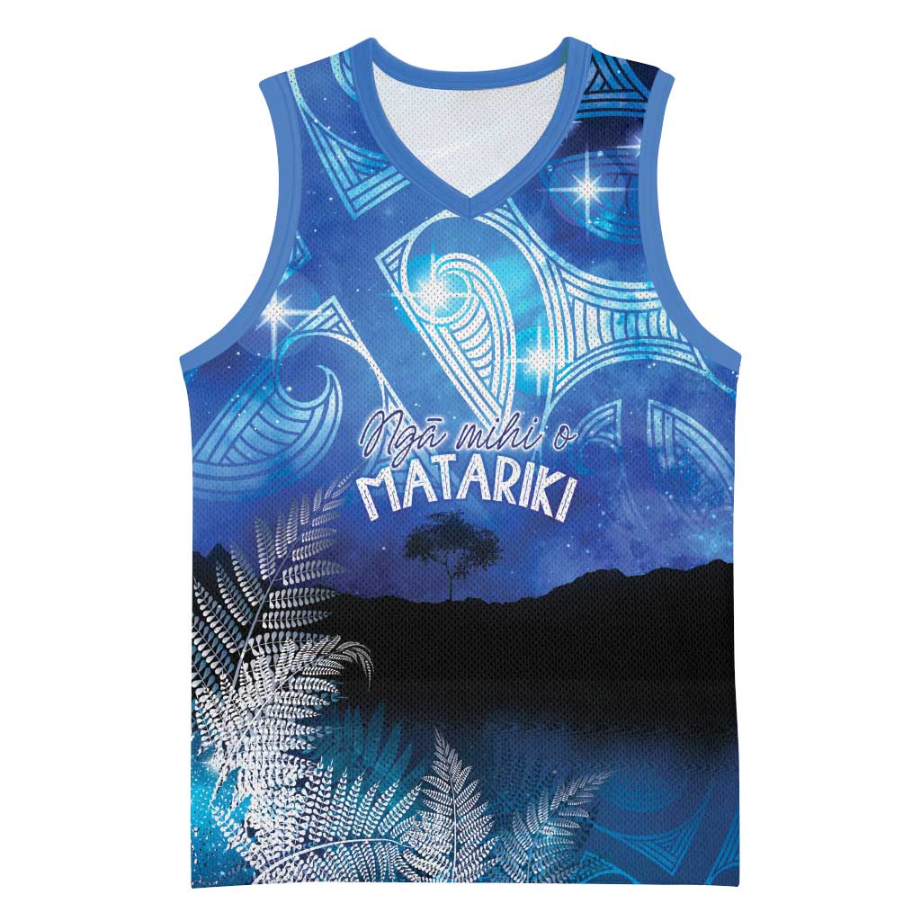 NZ Maori Matariki Scenery Basketball Jersey Galaxy Sky