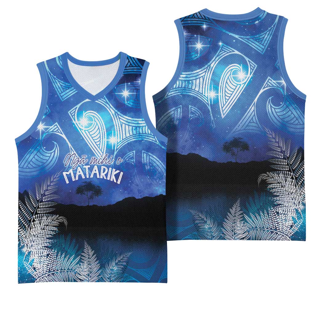 NZ Maori Matariki Scenery Basketball Jersey Galaxy Sky