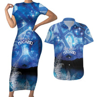 NZ Maori Matariki Scenery Couples Matching Short Sleeve Bodycon Dress and Hawaiian Shirt Galaxy Sky