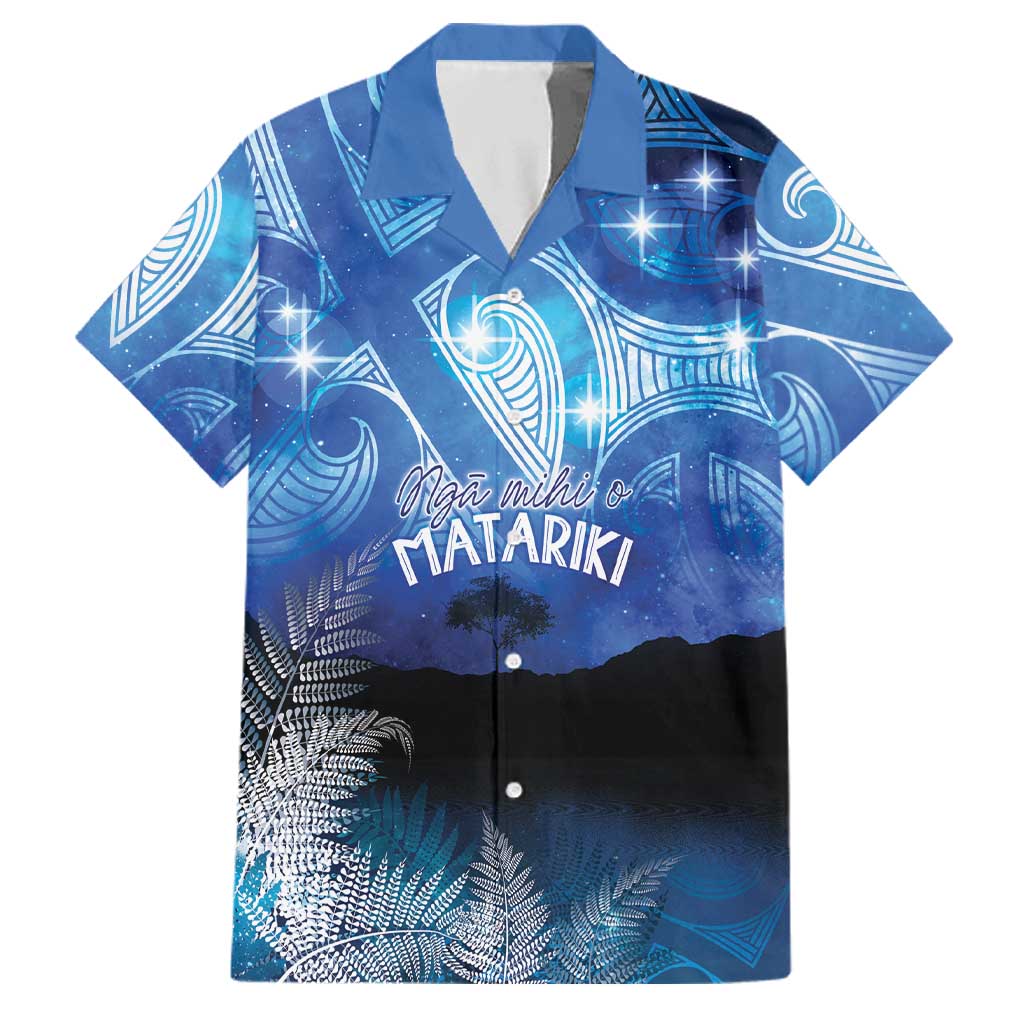 NZ Maori Matariki Scenery Family Matching Off Shoulder Maxi Dress and Hawaiian Shirt Galaxy Sky LT7 Dad's Shirt - Short Sleeve Galaxy - Polynesian Pride