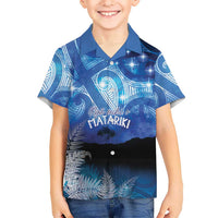 NZ Maori Matariki Scenery Family Matching Off Shoulder Maxi Dress and Hawaiian Shirt Galaxy Sky LT7 Son's Shirt Galaxy - Polynesian Pride