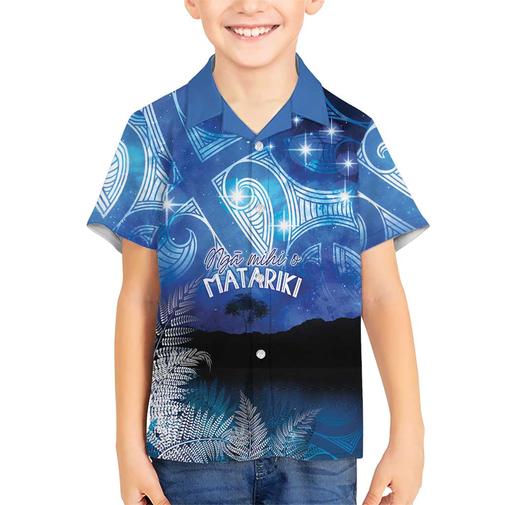 NZ Maori Matariki Scenery Family Matching Tank Maxi Dress and Hawaiian Shirt Galaxy Sky LT7 Son's Shirt Galaxy - Polynesian Pride