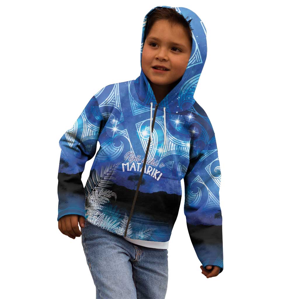 NZ Maori Matariki Scenery Kid Hoodie Galaxy Sky