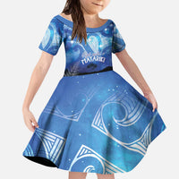 NZ Maori Matariki Scenery Kid Short Sleeve Dress Galaxy Sky LT7 KID Galaxy - Polynesian Pride