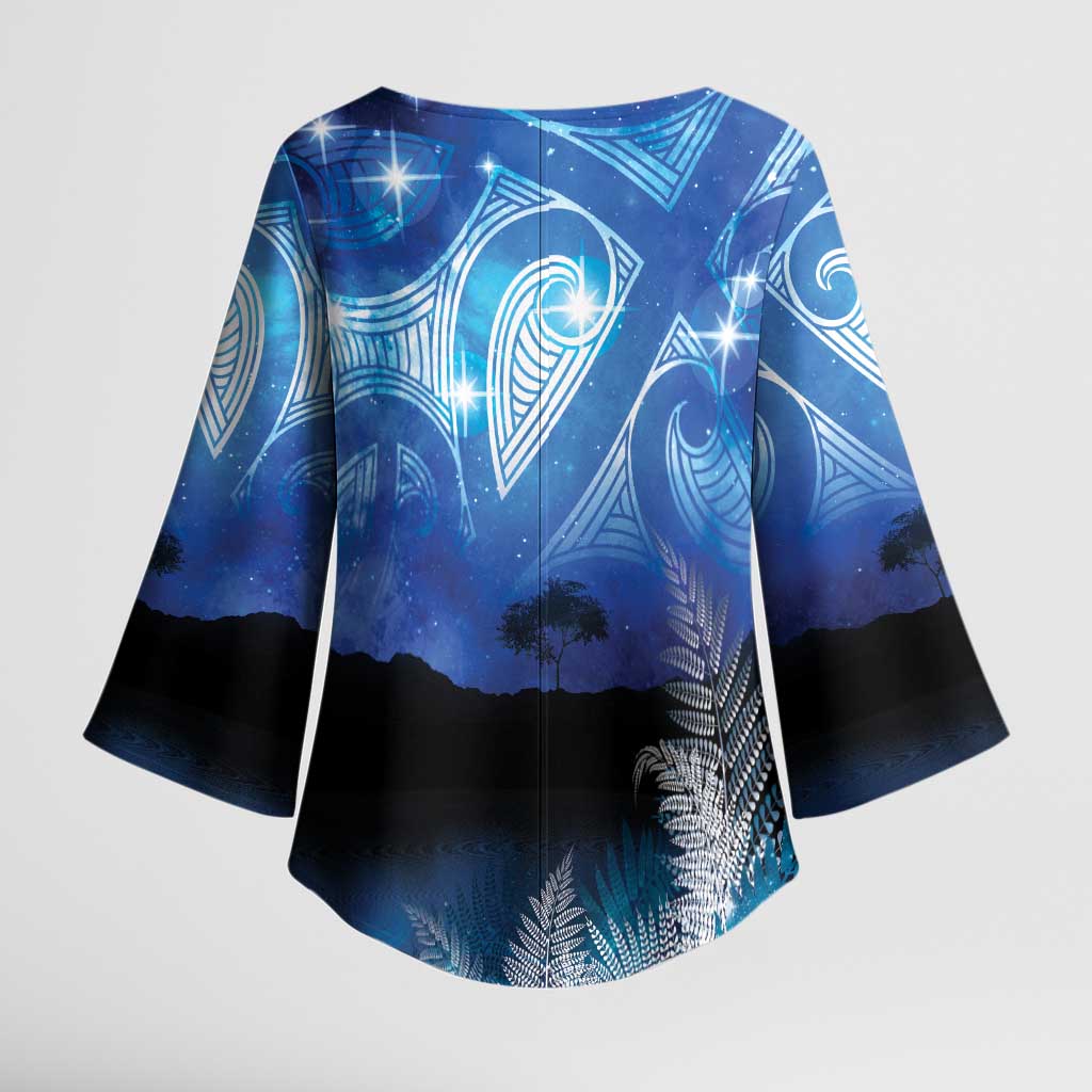 NZ Maori Matariki Scenery Kimono Sleeve Blouse Galaxy Sky
