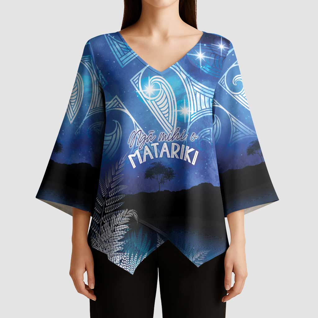 NZ Maori Matariki Scenery Kimono Sleeve Blouse Galaxy Sky