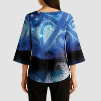 NZ Maori Matariki Scenery Kimono Sleeve Blouse Galaxy Sky