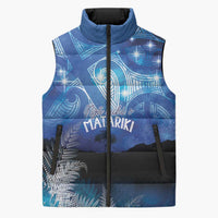 NZ Maori Matariki Scenery Sleeveless Puffer Jacket Galaxy Sky