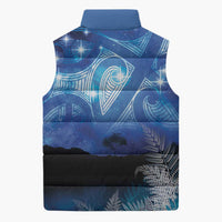 NZ Maori Matariki Scenery Sleeveless Puffer Jacket Galaxy Sky