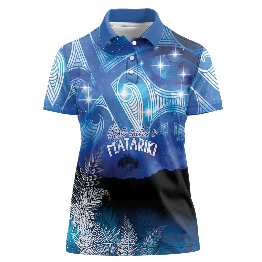 NZ Maori Matariki Scenery Women Polo Shirt Galaxy Sky