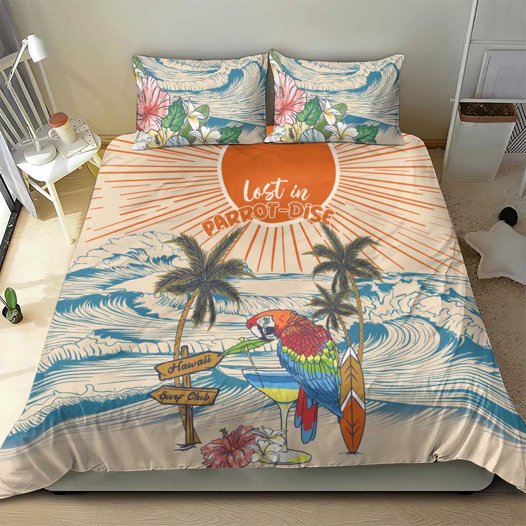 Christmas In July - Hawaii Retro Bedding Set Lost In Parrot-dise