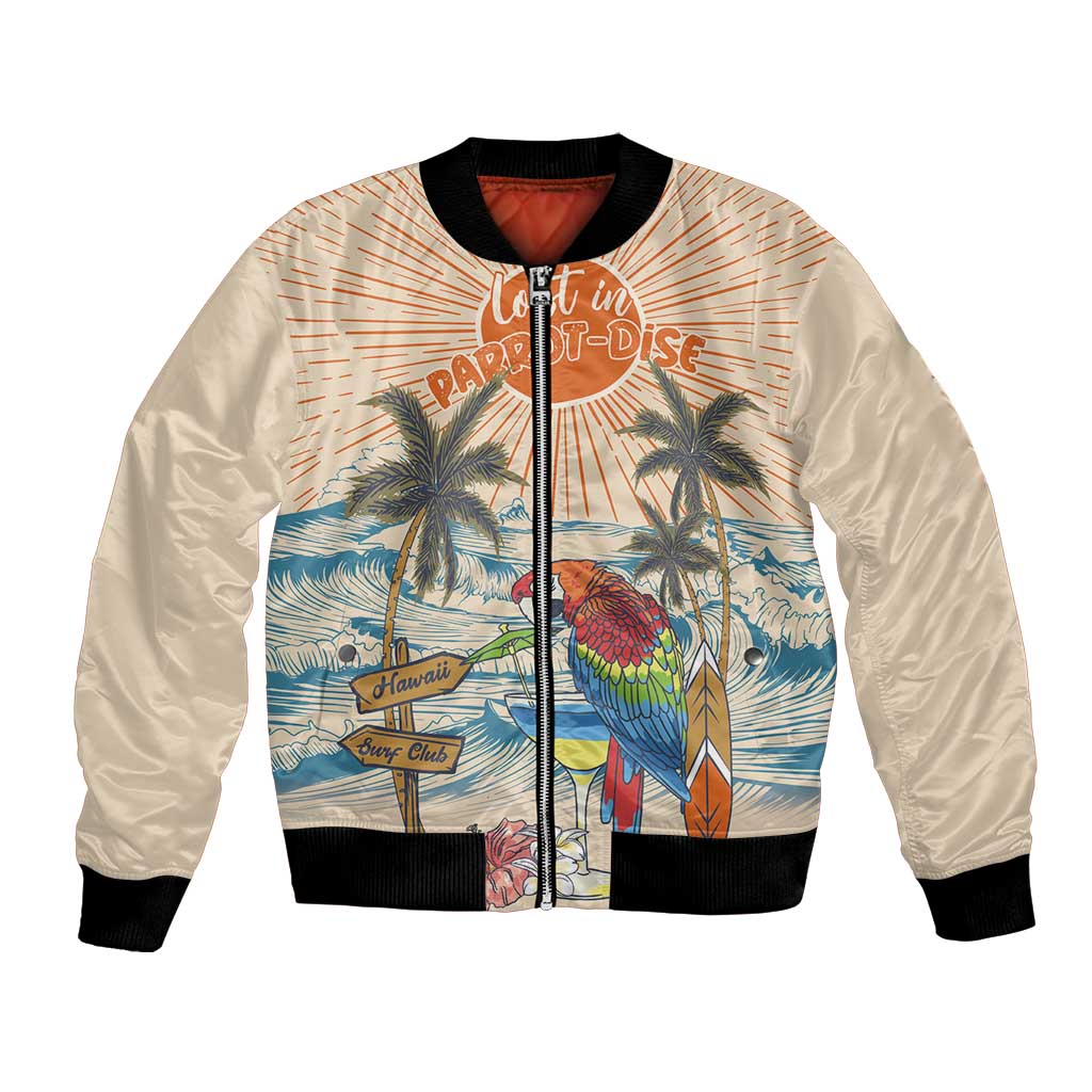 Personalized Christmas In July - Hawaii Retro Bomber Jacket Lost In Parrot-dise
