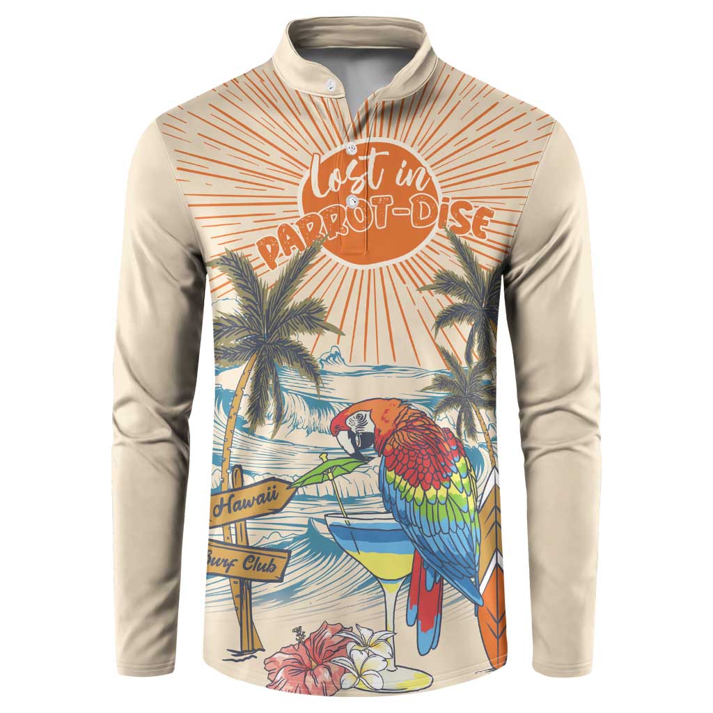 Personalized Christmas In July - Hawaii Retro Button Sweatshirt Lost In Parrot-dise