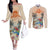 Personalized Christmas In July - Hawaii Retro Couples Matching Off The Shoulder Long Sleeve Dress and Long Sleeve Button Shirt Lost In Parrot-dise