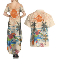 Personalized Christmas In July - Hawaii Retro Couples Matching Summer Maxi Dress and Hawaiian Shirt Lost In Parrot-dise