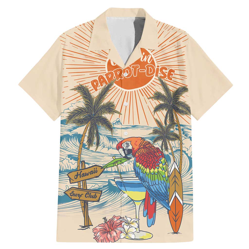 Personalized Christmas In July - Hawaii Retro Family Matching Mermaid Dress and Hawaiian Shirt Lost In Parrot-dise