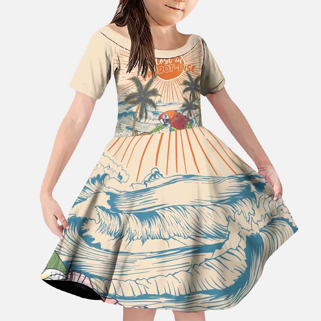 Personalized Christmas In July - Hawaii Retro Family Matching Off Shoulder Maxi Dress and Hawaiian Shirt Lost In Parrot-dise