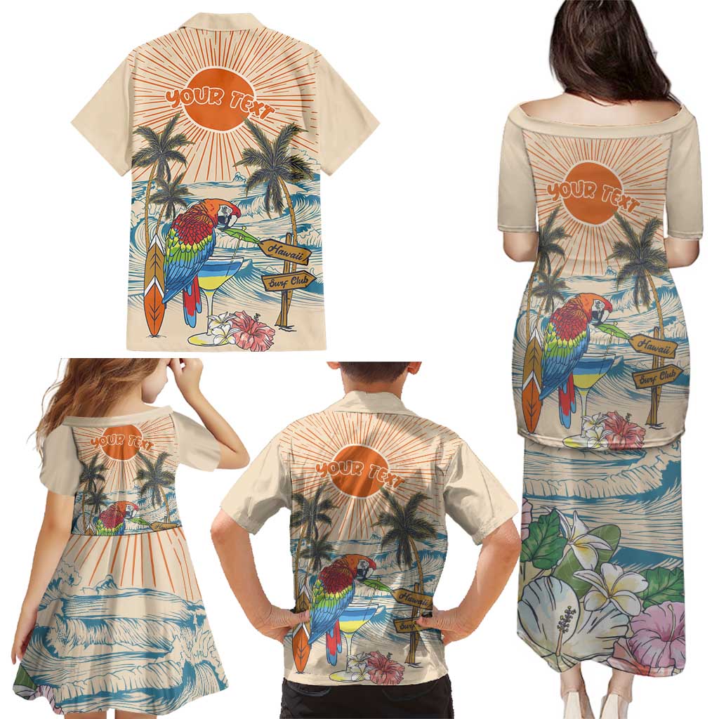 Personalized Christmas In July - Hawaii Retro Family Matching Puletasi and Hawaiian Shirt Lost In Parrot-dise