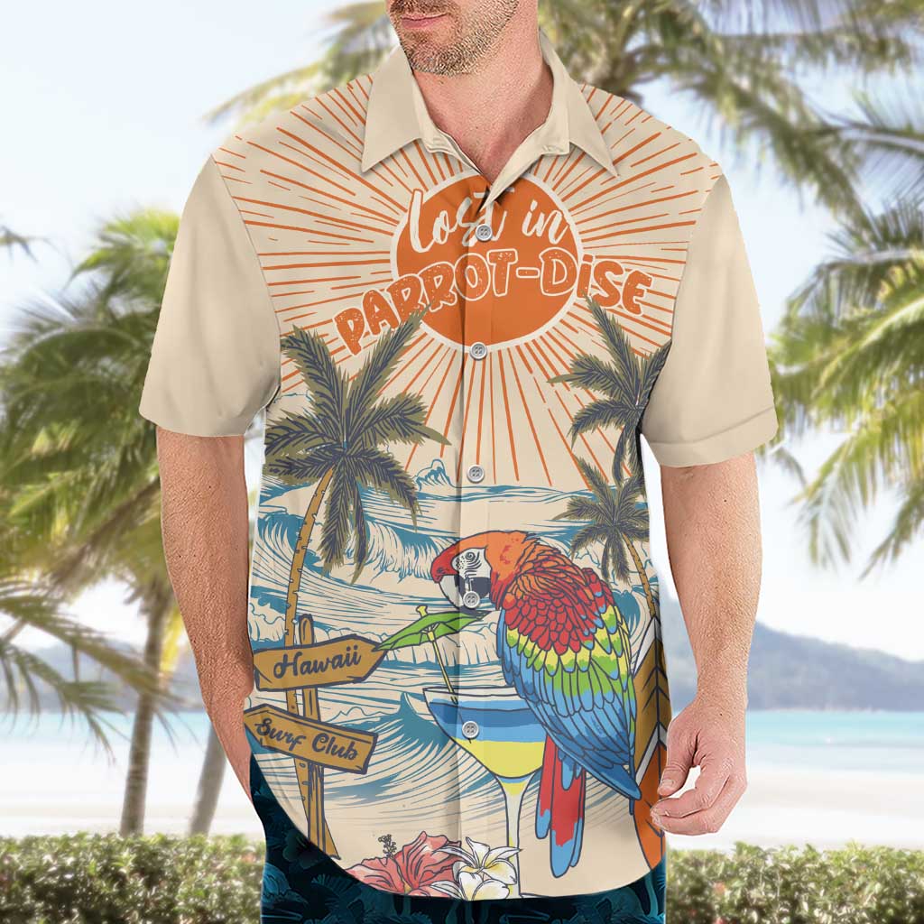 Personalized Christmas In July - Hawaii Retro Hawaiian Shirt Lost In Parrot-dise