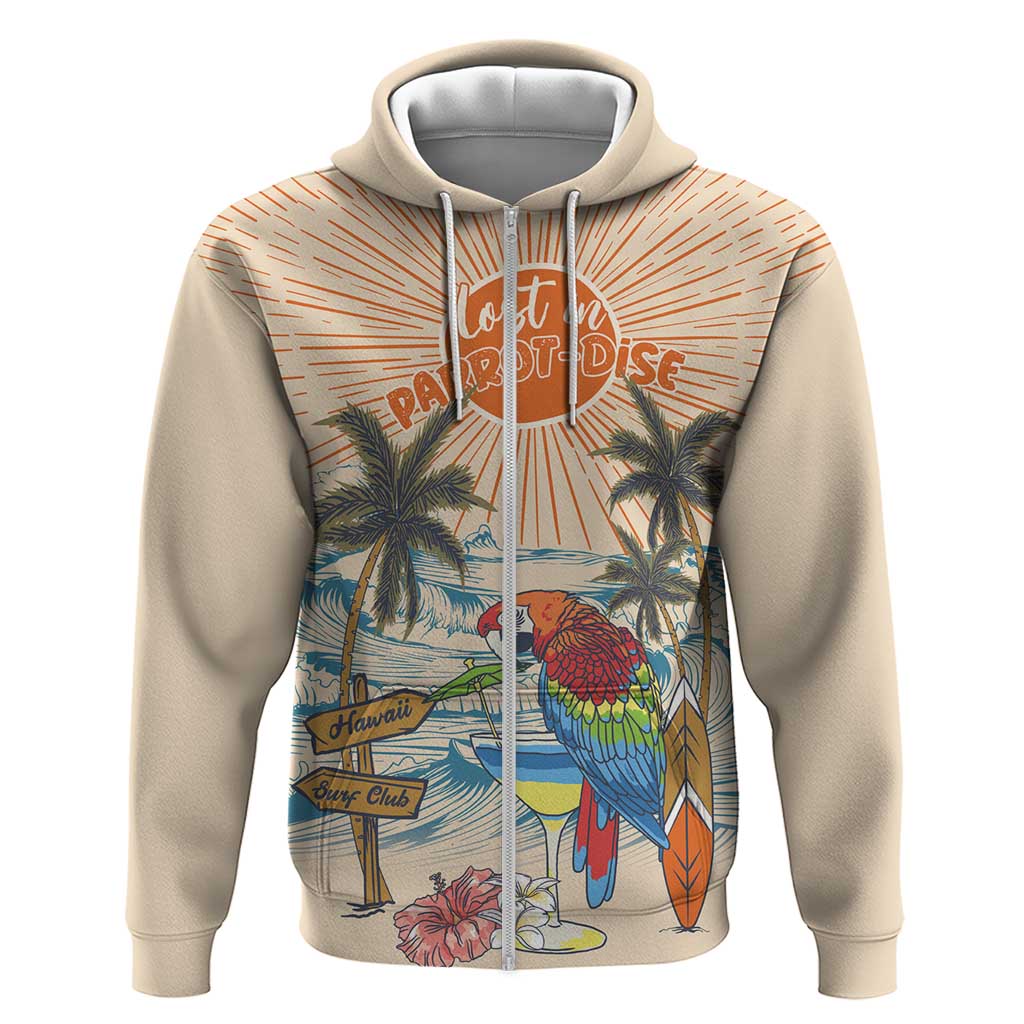 Personalized Christmas In July - Hawaii Retro Hoodie Lost In Parrot-dise