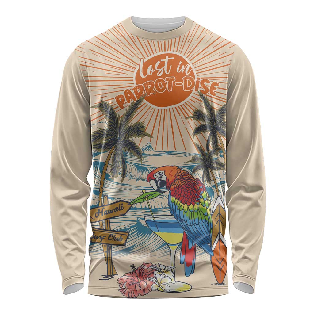 Personalized Christmas In July - Hawaii Retro Long Sleeve Shirt Lost In Parrot-dise