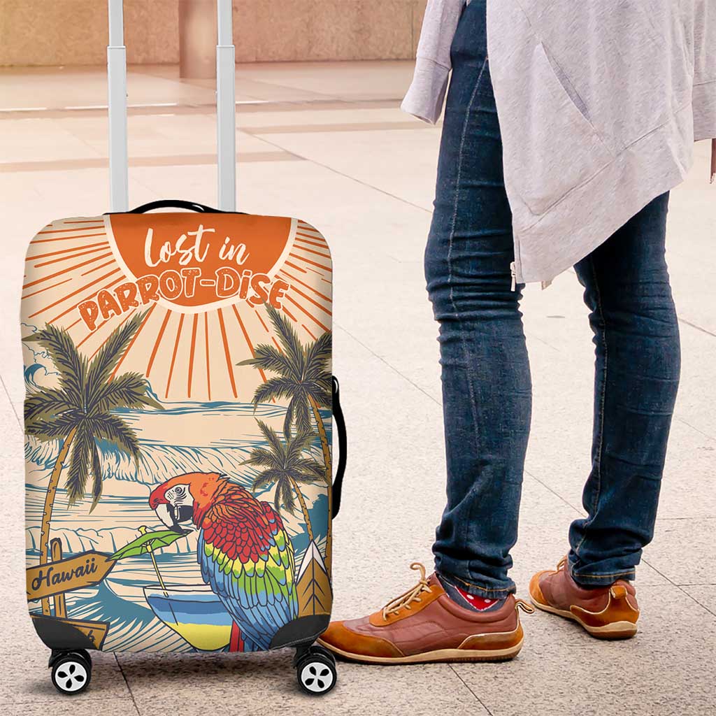 Christmas In July - Hawaii Retro Luggage Cover Lost In Parrot-dise
