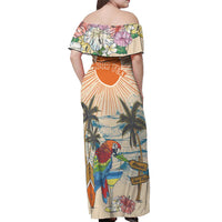 Personalized Christmas In July - Hawaii Retro Off Shoulder Maxi Dress Lost In Parrot-dise