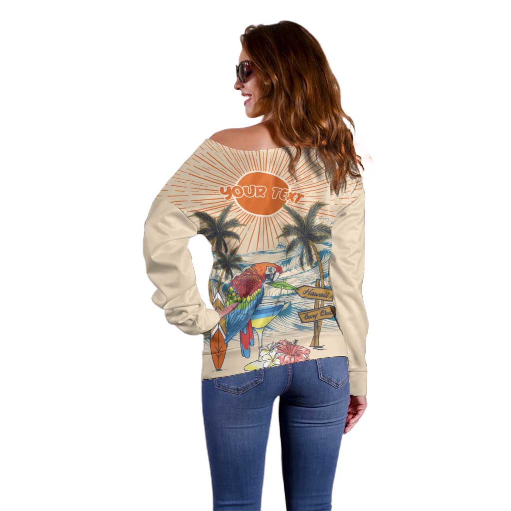 Personalized Christmas In July - Hawaii Retro Off Shoulder Sweater Lost In Parrot-dise