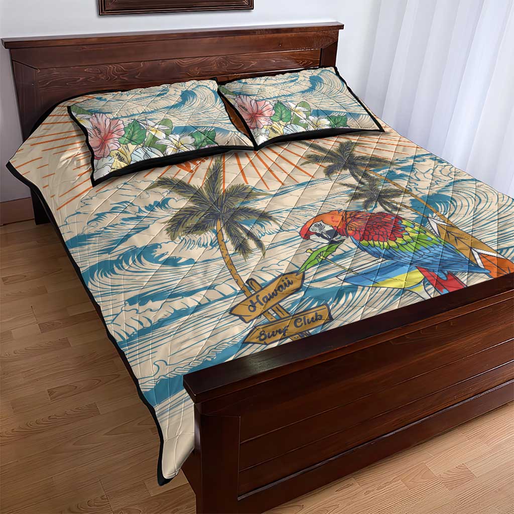 Christmas In July - Hawaii Retro Quilt Bed Set Lost In Parrot-dise