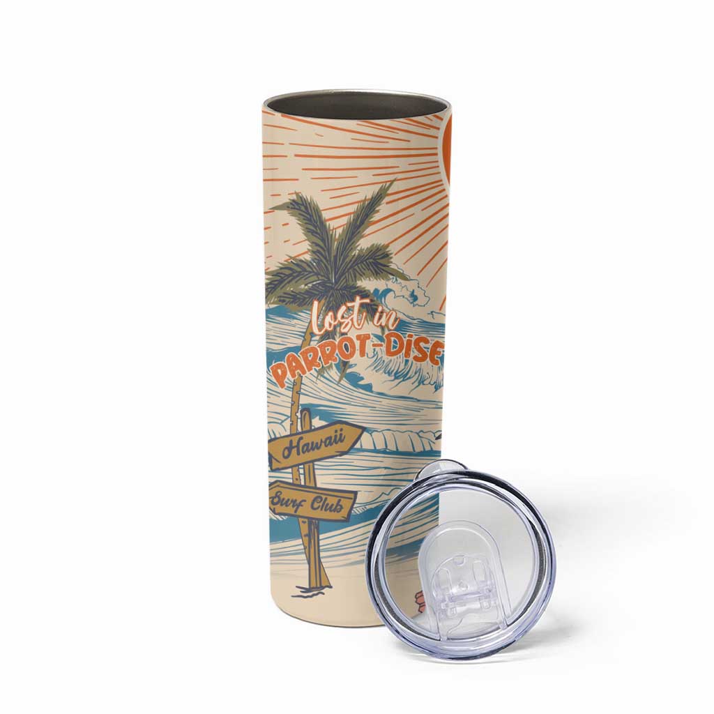 Personalized Christmas In July - Hawaii Retro Skinny Tumbler Lost In Parrot-dise