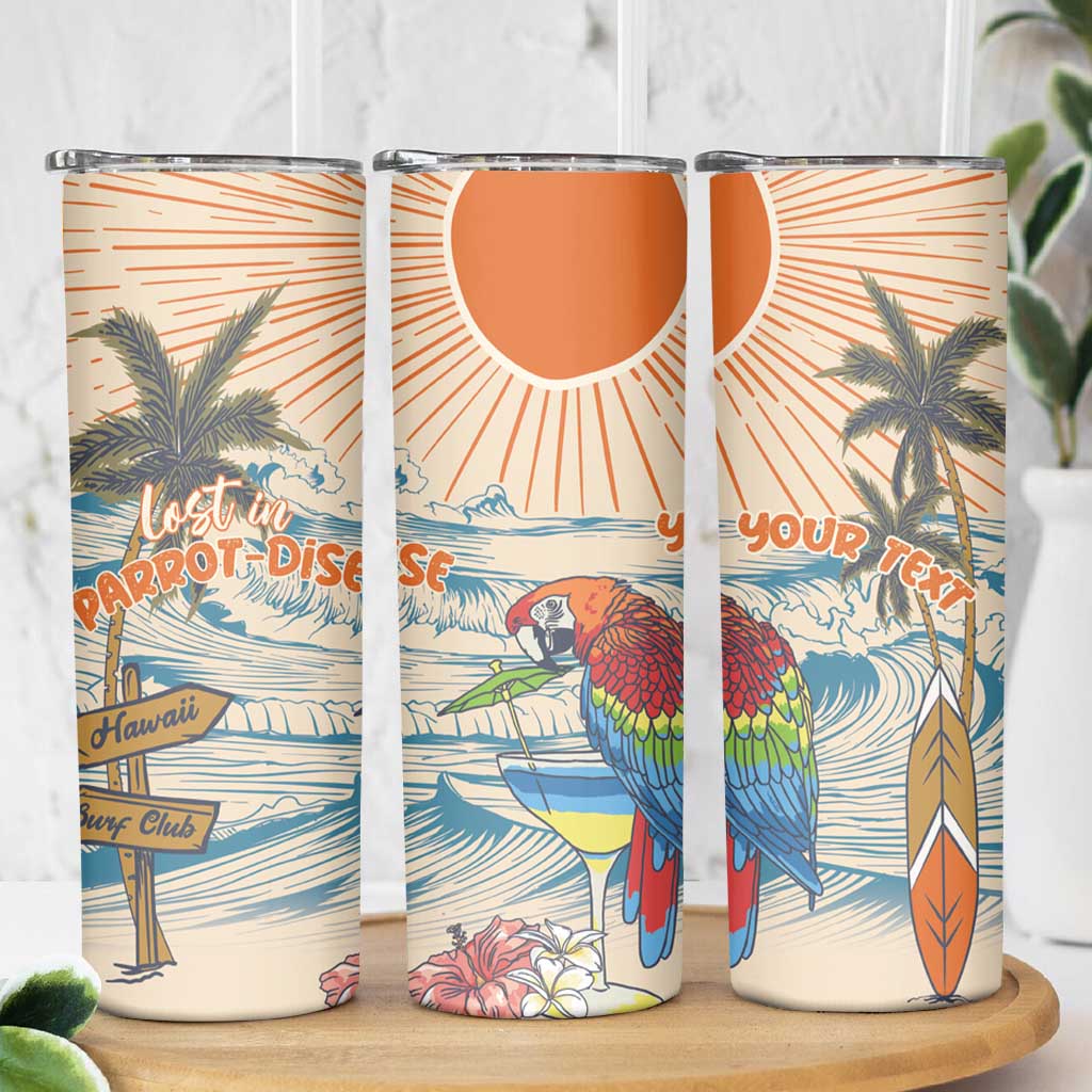 Personalized Christmas In July - Hawaii Retro Skinny Tumbler Lost In Parrot-dise
