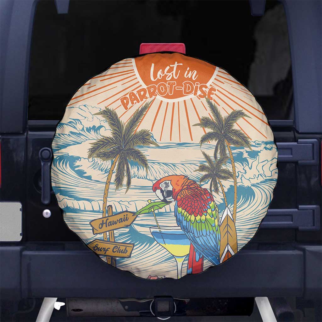 Christmas In July - Hawaii Retro Spare Tire Cover Lost In Parrot-dise