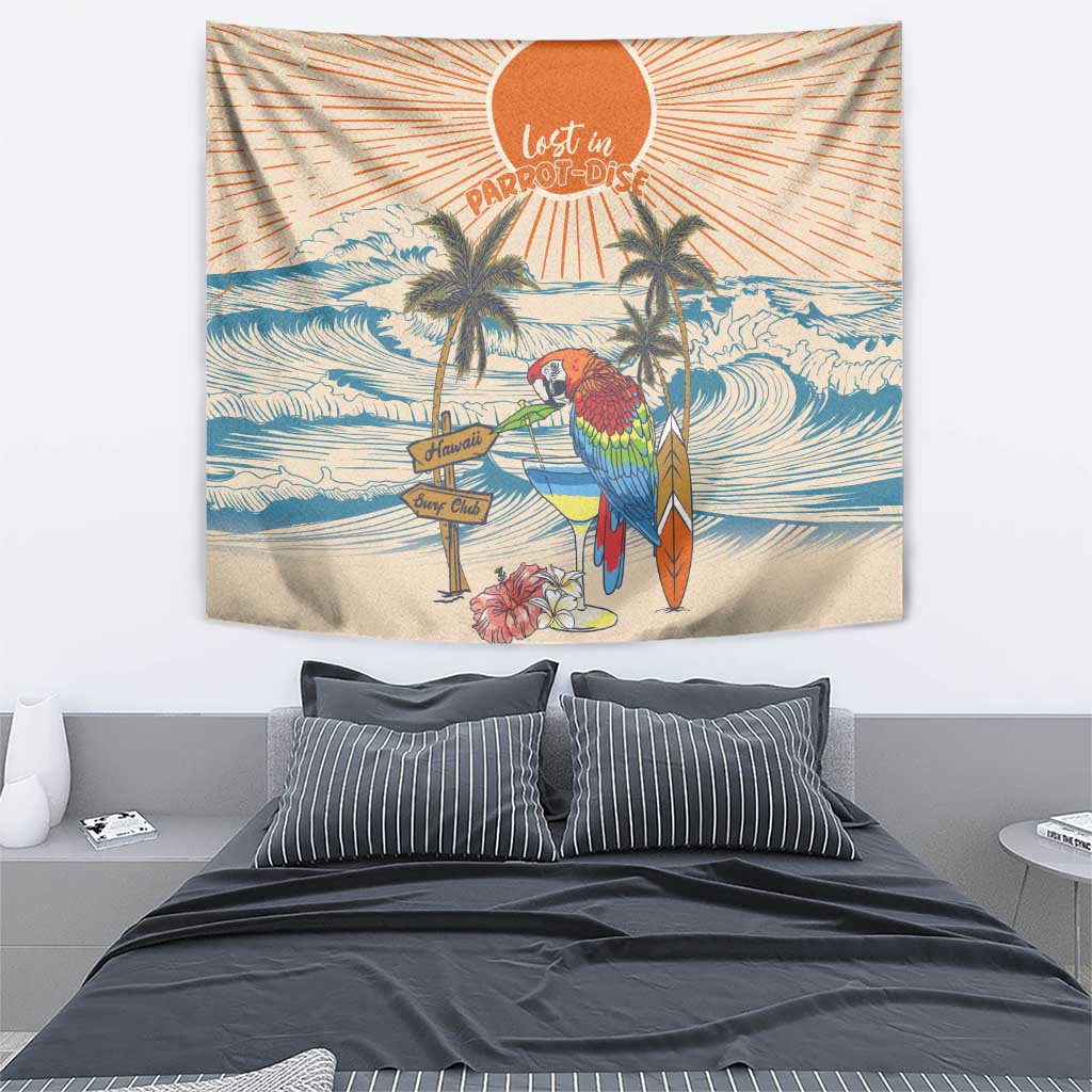 Christmas In July - Hawaii Retro Tapestry Lost In Parrot-dise