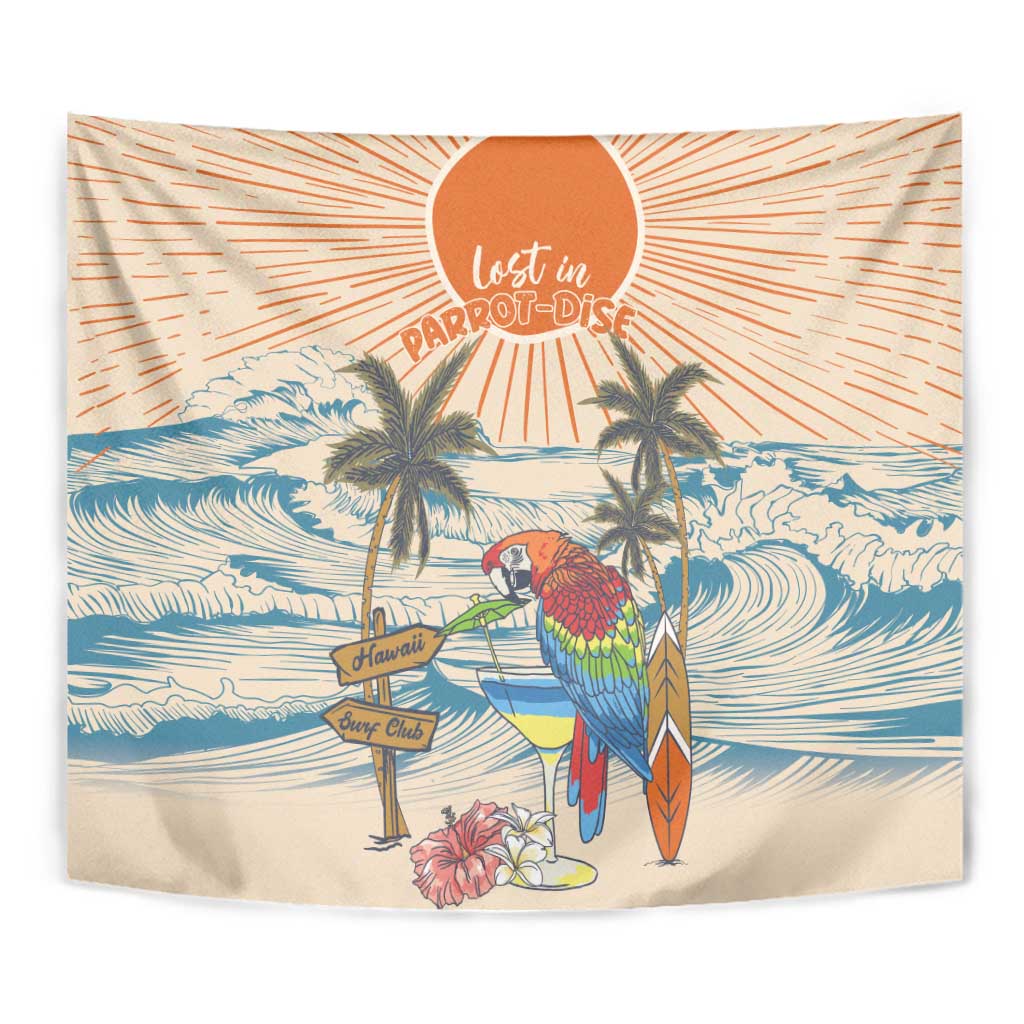 Christmas In July - Hawaii Retro Tapestry Lost In Parrot-dise