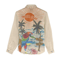 Personalized Christmas In July - Hawaii Retro Women Casual Shirt Lost In Parrot-dise