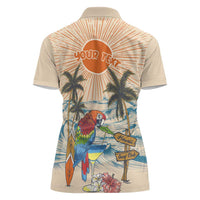 Personalized Christmas In July - Hawaii Retro Women Polo Shirt Lost In Parrot-dise