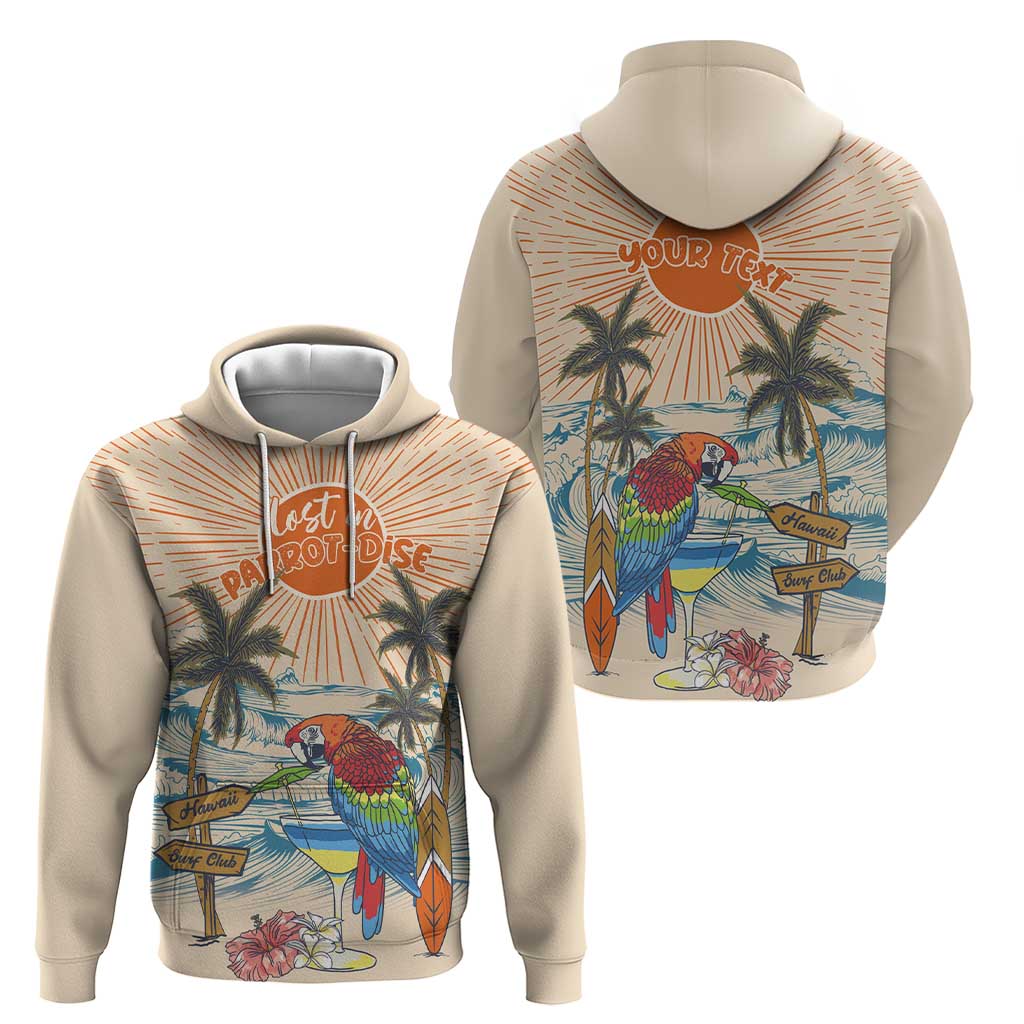Personalized Christmas In July - Hawaii Retro Zip Hoodie Lost In Parrot-dise