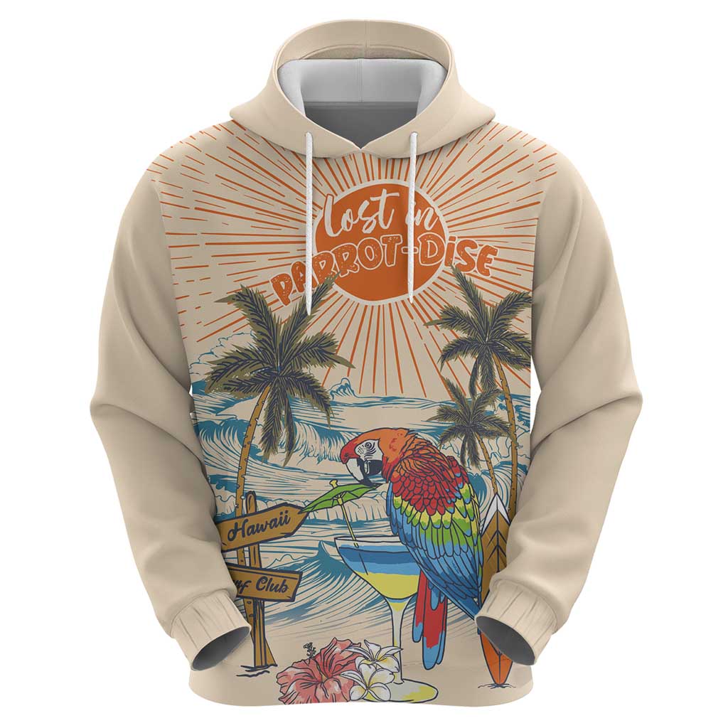 Personalized Christmas In July - Hawaii Retro Zip Hoodie Lost In Parrot-dise