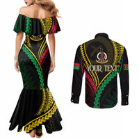 Personalised Vanuatu Couples Matching Mermaid Dress and Long Sleeve Button Shirts 43rd Hapi Indipendens Long LT7 - Polynesian Pride