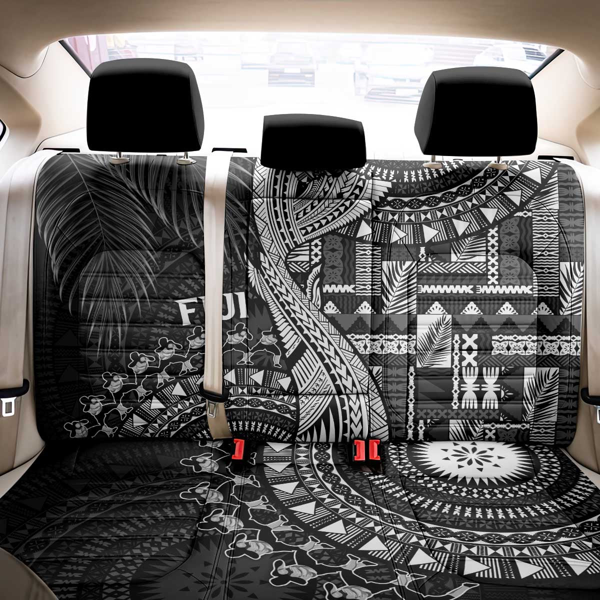 Fiji Rugby Bula Masi Back Car Seat Cover Fish Tail Kaivity Cibi - Black
