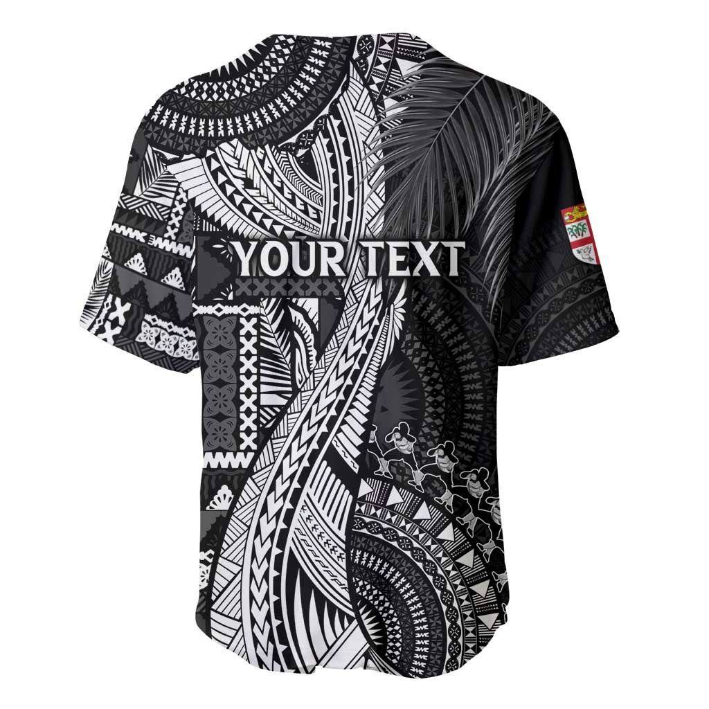 Fiji Rugby Personalised Bula Masi Baseball Jersey Fish Tail Kaivity Cibi - Black LT7 - Polynesian Pride