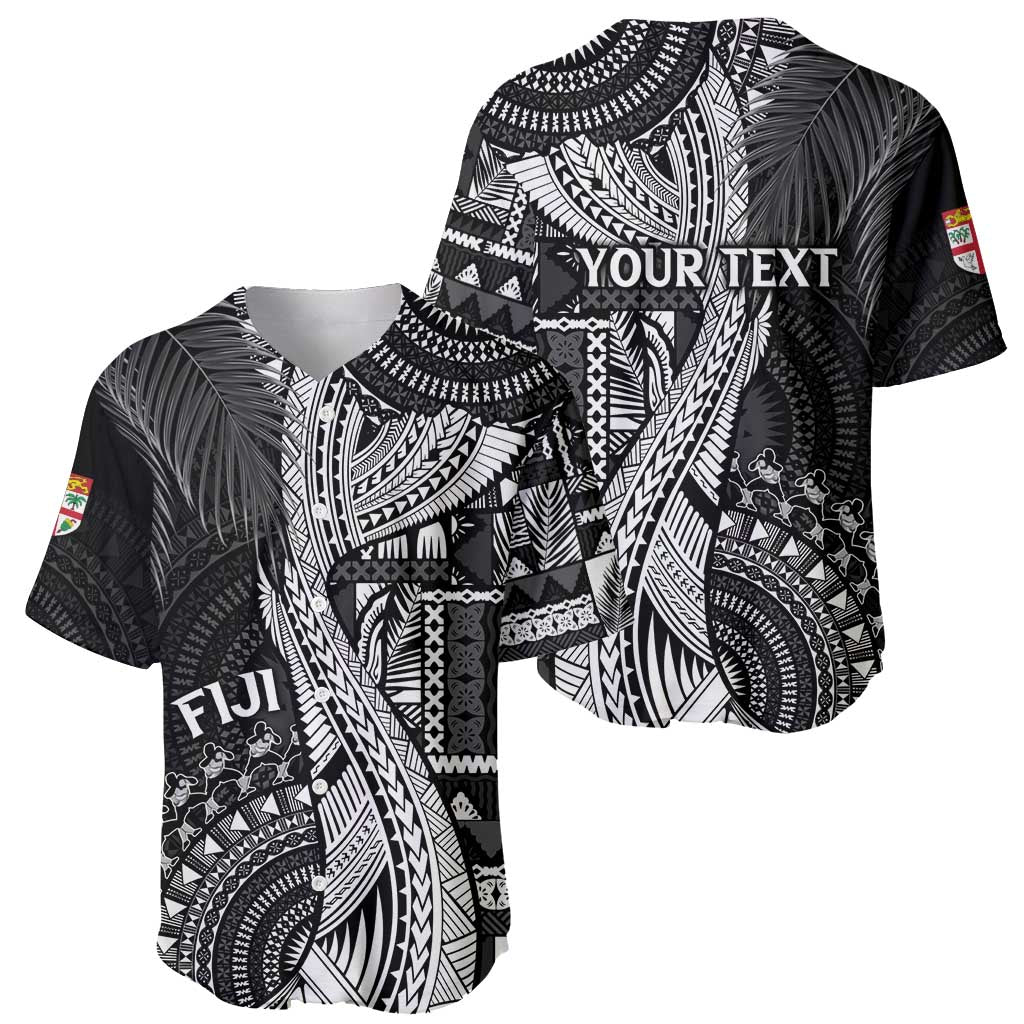Fiji Rugby Personalised Bula Masi Baseball Jersey Fish Tail Kaivity Cibi - Black LT7 - Polynesian Pride