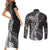 Fiji Rugby Personalised Bula Masi Couples Matching Short Sleeve Bodycon Dress and Long Sleeve Button Shirt Fish Tail Kaivity Cibi - Black