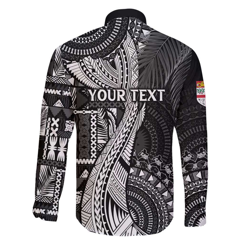 Fiji Rugby Personalised Bula Masi Family Matching Long Sleeve Bodycon Dress and Hawaiian Shirt Fish Tail Kaivity Cibi - Black